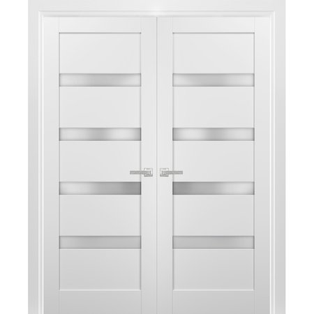 SARTODOORS Double French Interior Door, 60" x 80", White QUADRO4113DD-WS-60